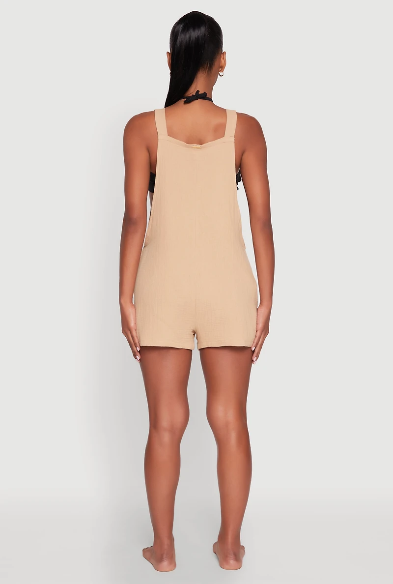 Womens Nicole Miller Gauze Knit Romper, Beige, Size XL