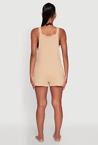 Womens Nicole Miller Gauze Knit Romper, Beige, Size XL