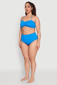 Womens Plus Size Convertible Twist Front Swim Bikini Top, Blue, Size 2X