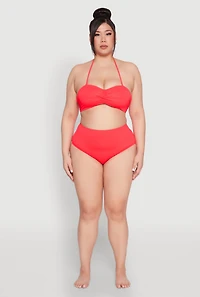 Womens Plus Size Twist Front Swim Bikini Top, Red, Size 2X