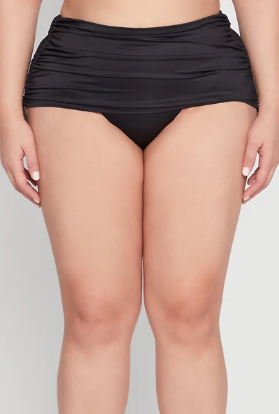 Plus Ruched Drawstring Swim Skirt