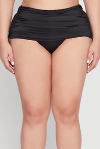Plus Ruched Drawstring Swim Skirt