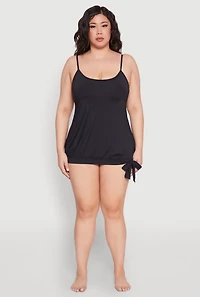Womens Plus Size Tankini and Bikini Bottoms Set, Black, Size 10