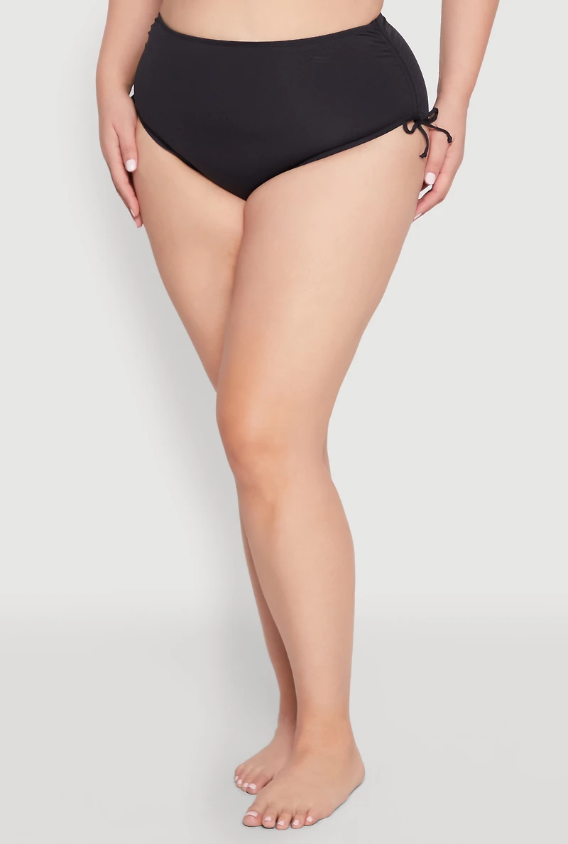 Womens Plus Size Tankini and Bikini Bottoms Set, Black, Size 10