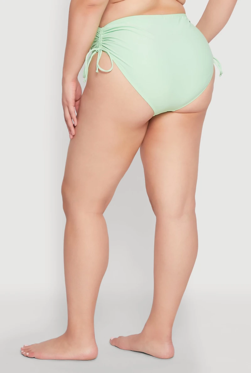 Plus Printed Tankini and Bikini Bottoms Set