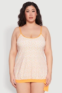 Womens Plus Printed Tankini and Bikini Bottoms Set, 10