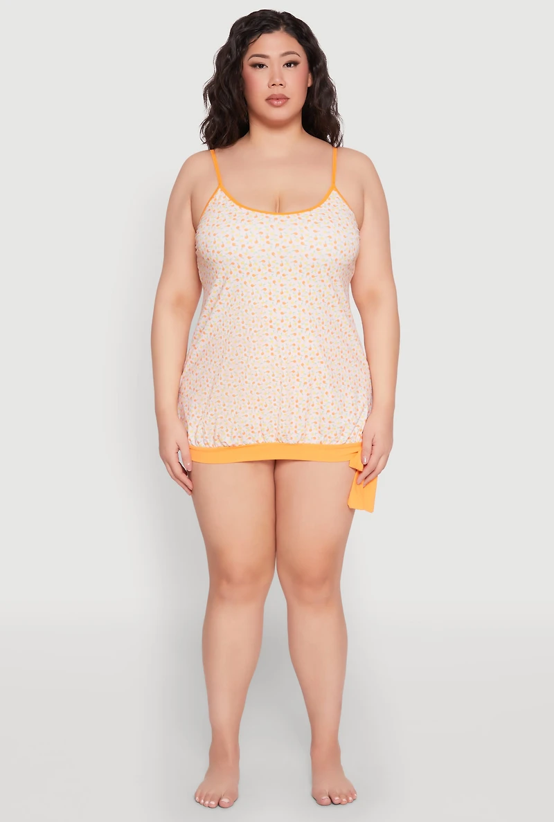 Womens Plus Size Printed Tankini and Bikini Bottoms Set, Orange, Size 10