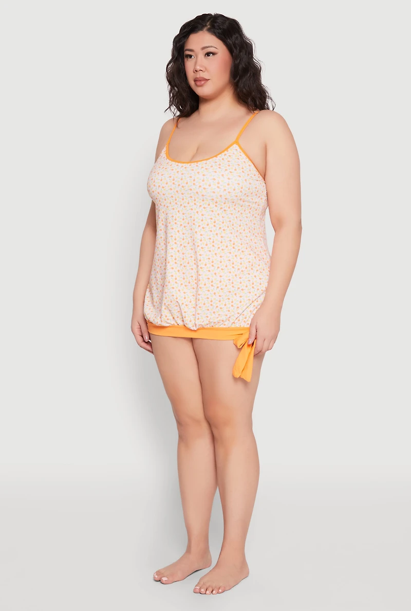 Womens Plus Printed Tankini and Bikini Bottoms Set, 10