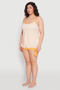 Womens Plus Printed Tankini and Bikini Bottoms Set, 10