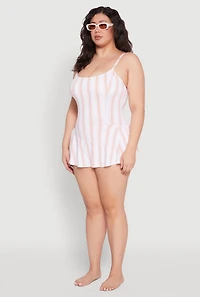 Womens Plus Size Striped Swim Dress, Multi, Size 10