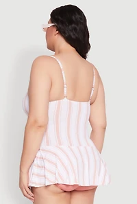 Womens Plus Size Striped Swim Dress, Multi, Size 10