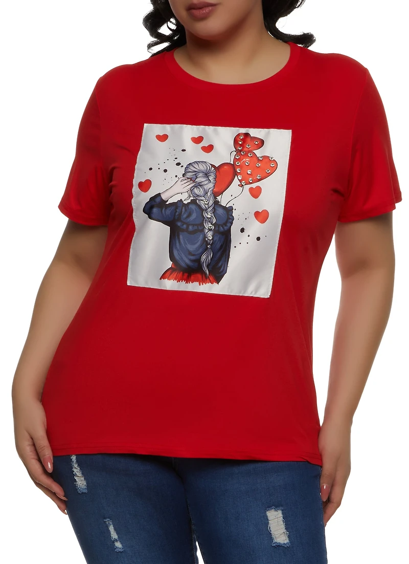 Plus Girl Heart Graphic Patch Tee