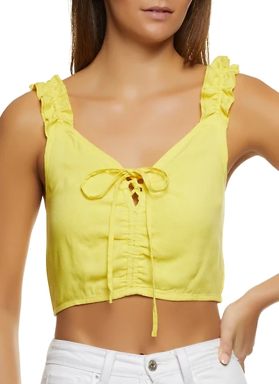 Ruffled Strap Crop Top