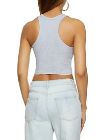Ribbed Racerback Cropped Tank Top