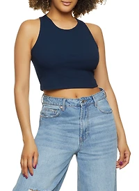 Ribbed Racerback Cropped Tank Top