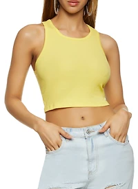 Ribbed Racerback Cropped Tank Top