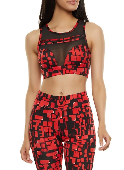 Printed Mesh Insert Active Tank Top