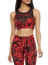 Printed Mesh Insert Active Tank Top