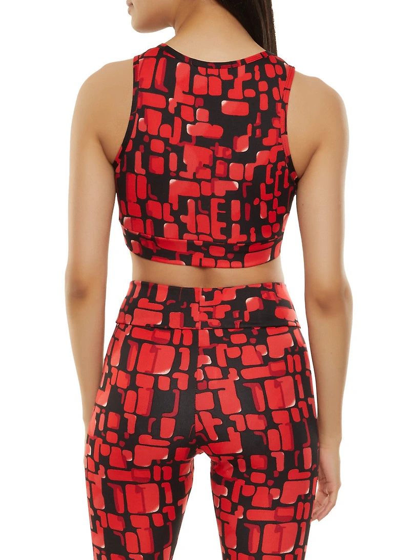 Printed Mesh Insert Active Tank Top