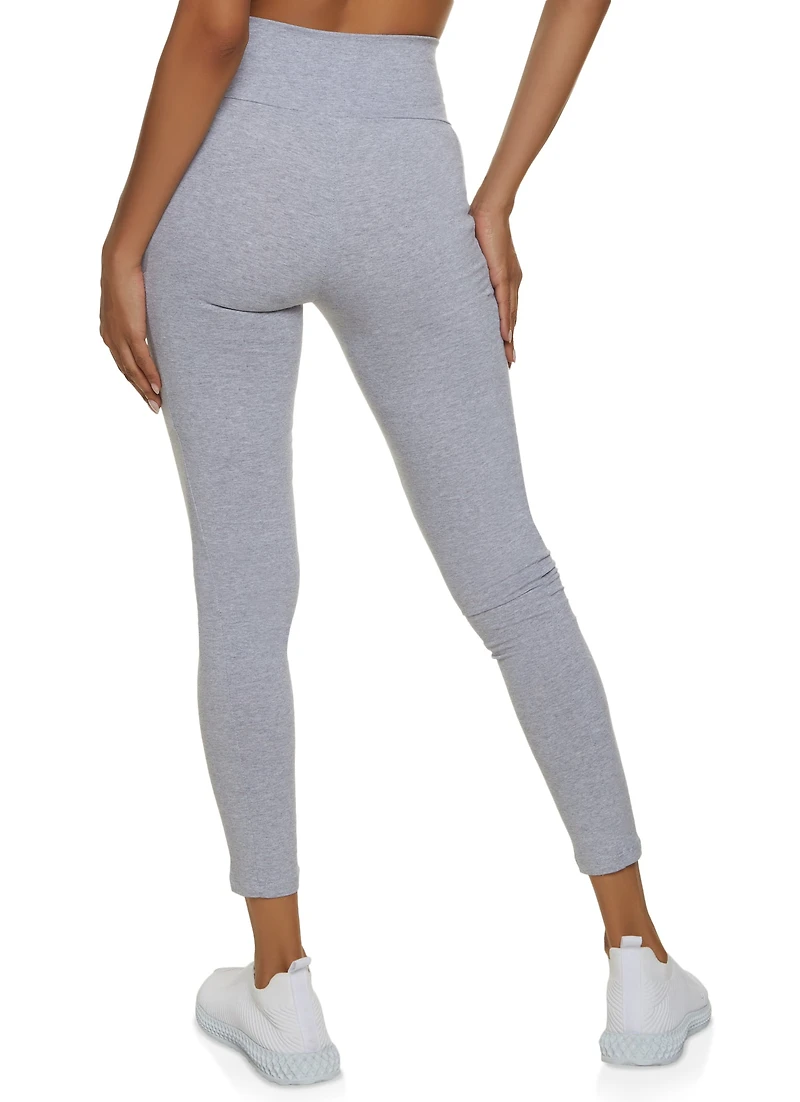Womens High Waist Cropped Pocket Leggings, L