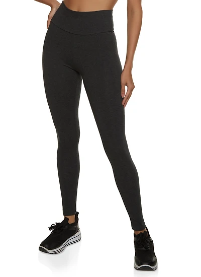 Womens Solid Wide Waist Leggings, S