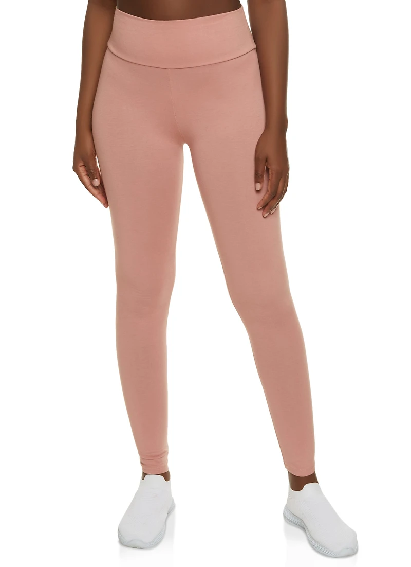 Solid Wide Waist Leggings
