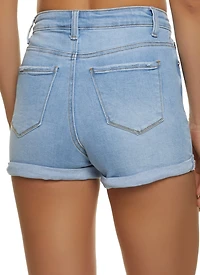 Womens WAX Button Up Denim Shorts,