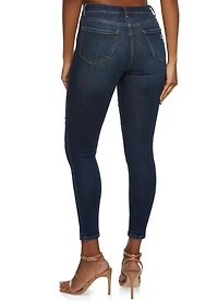 Womens WAX High Waisted Distressed Skinny Jeans, Blue, Size 7