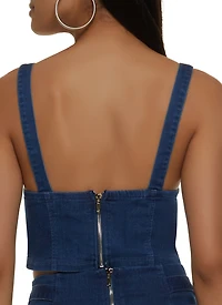 Buckle Strap Denim Bustier Top