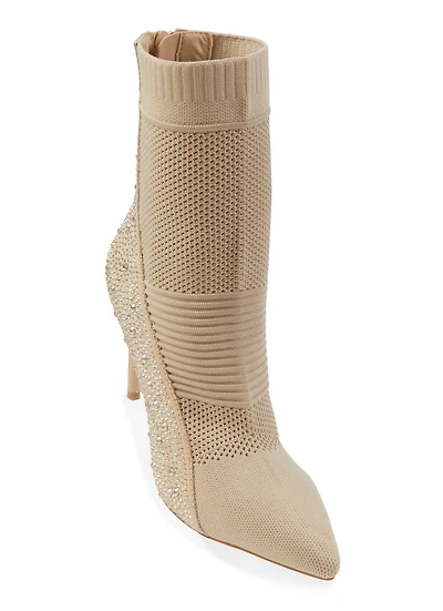 Rhinestone Studded Stiletto Booties