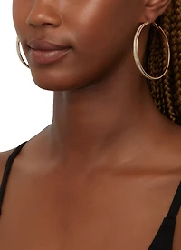 Womens Set of 6 Rhinestone Stud and Hoop Earrings, Gold