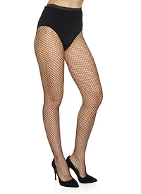 Womens Patterned Fishnet Tights, Black