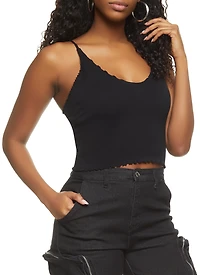 Ribbed Knit Lettuce Edge Seamless Cami