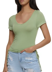 Ruched V Neck Tee