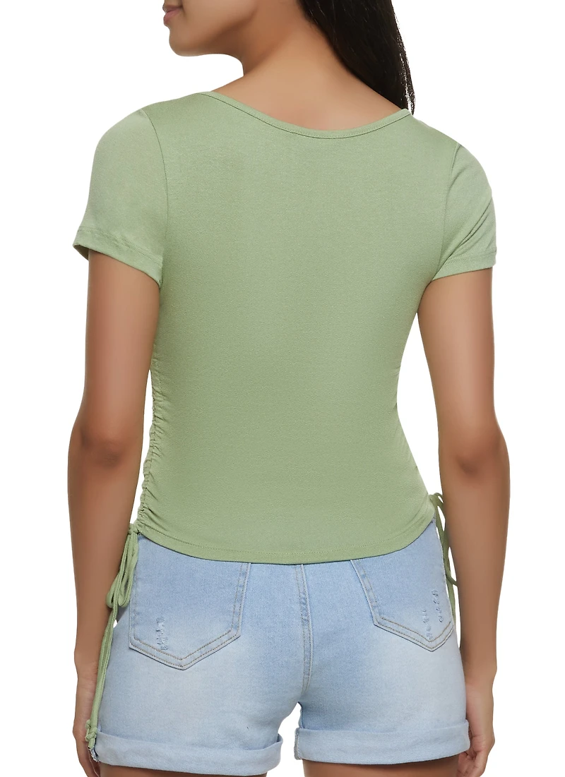 Ruched V Neck Tee