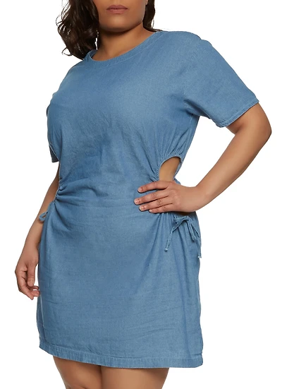 Plus Cut Out Denim Dress