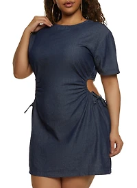 Plus Cut Out Denim Dress