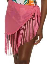 Fringe Hem Tie Side Cover Up Skirt