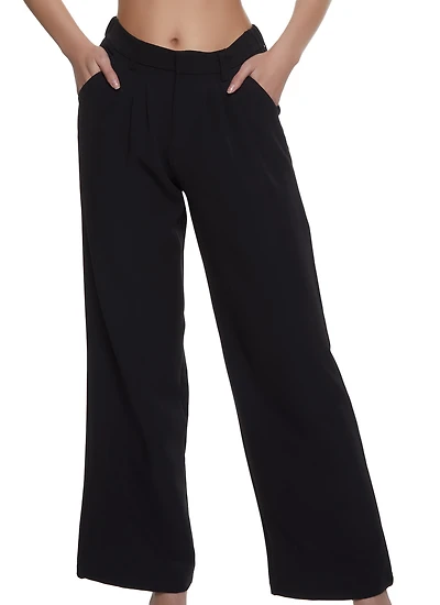 Wide Leg Crepe Knit Dress Pants