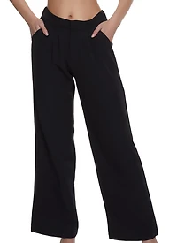 Wide Leg Crepe Knit Dress Pants