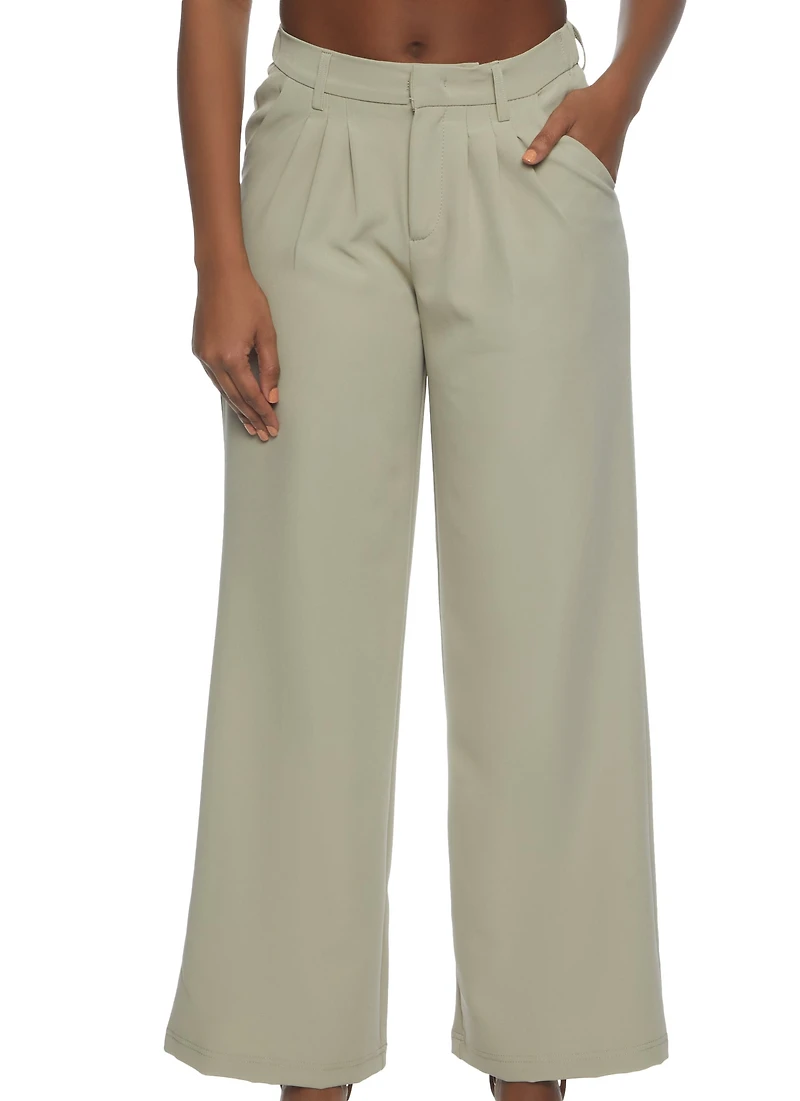 Wide Leg Crepe Knit Dress Pants