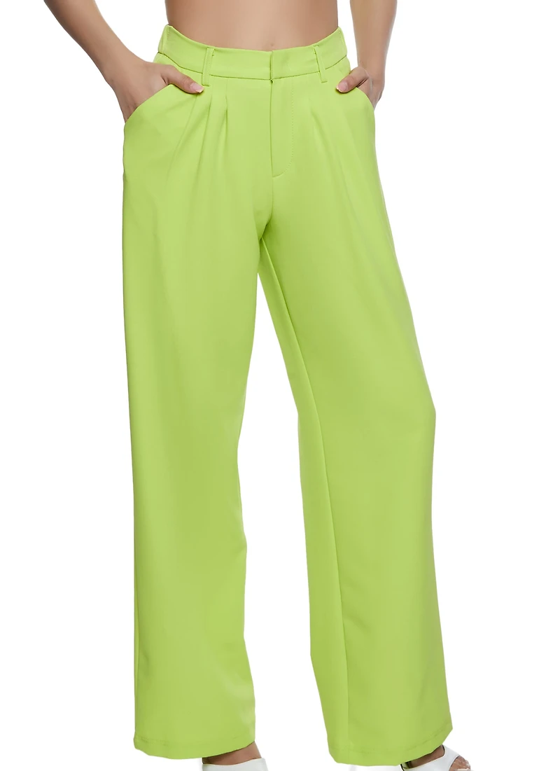 Wide Leg Crepe Knit Dress Pants