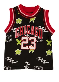 Toddler Girls Graphic Print Jersey, Black, Size 3T