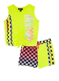 Toddler Girls Inspire Checkered Tank Top and Shorts