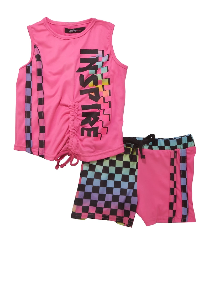 Toddler Girls Inspire Checkered Tank Top and Shorts