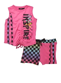 Toddler Girls Inspire Checkered Tank Top and Shorts