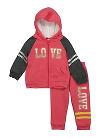 Baby Girls 12-24M Color Block Love Graphic Hoodie and Joggers