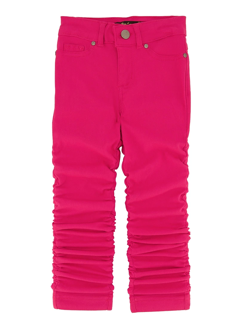 Little Girls Stacked Straight Leg Pants, Pink, Size 4