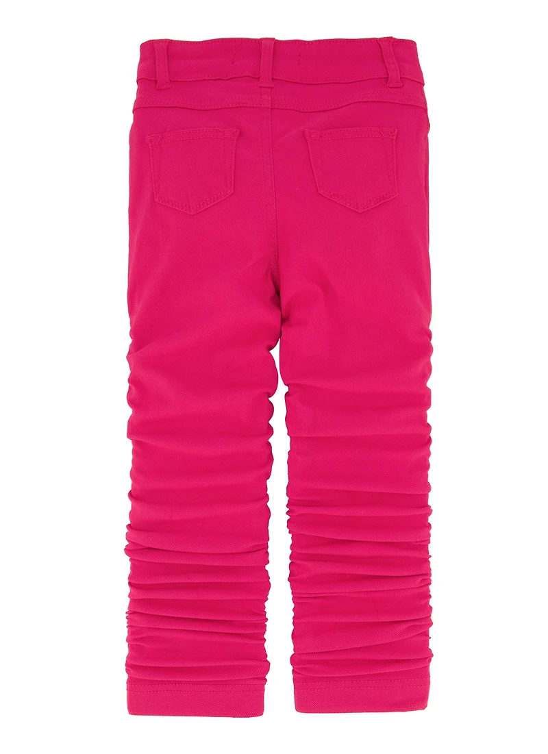 Little Girls Stacked Straight Leg Pants, Pink, Size 4