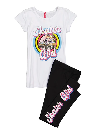 Girls Skater Graphic Tee and Leggings